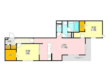 D-RESIDENCE西野A棟(2LDK/1階)の間取り写真