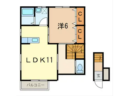 カスターニャ(1LDK/2階)の間取り写真