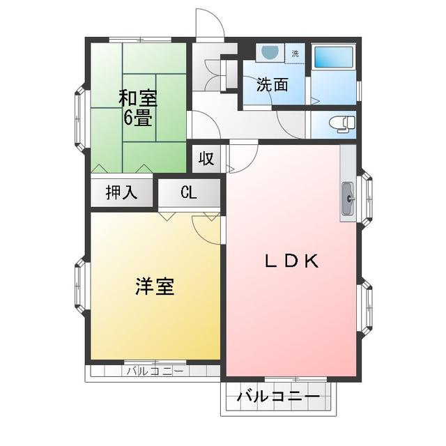 アドバンス川原B(2LDK/1階)の間取り写真