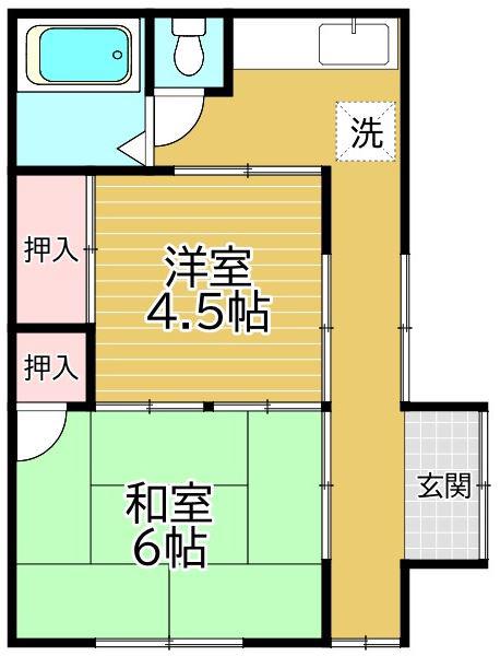 千代野荘(2K/1階)の間取り写真