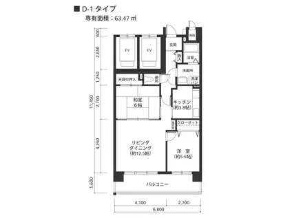 ウエストコート8番街1番館(2LDK/2階)の間取り写真
