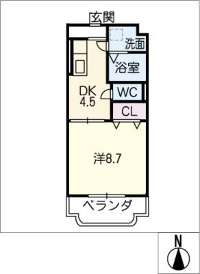 クラスト勝川(1DK/3階)の間取り写真