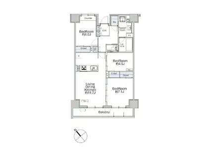 クラシアム神奈川台場(3LDK/4階)の間取り写真