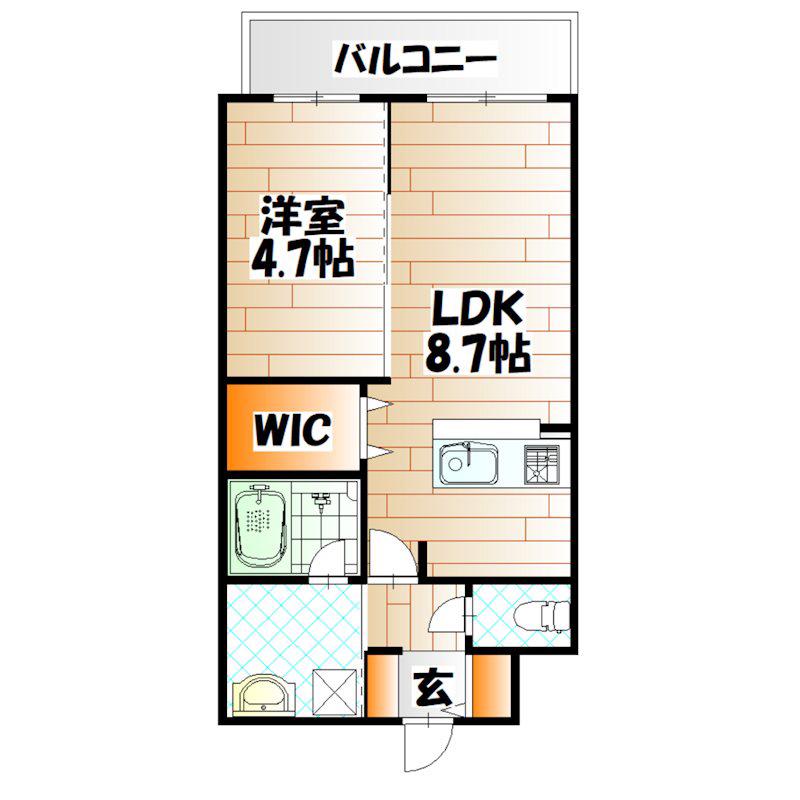四季荘(1LDK/4階)の間取り写真