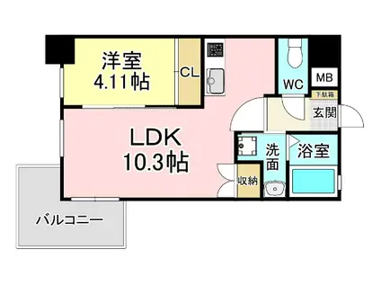 PROTOCITYTOBATA(1LDK/6階)の間取り写真