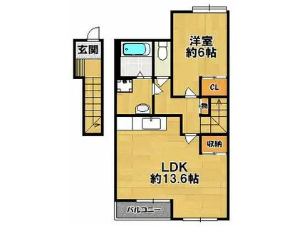 コリーヌ・ドゥ・リズ(1LDK/2階)の間取り写真