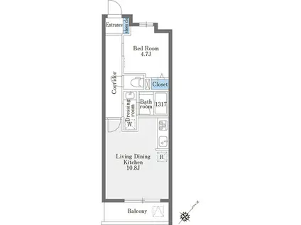 LA DOUCEUR巣鴨ウエスト(1LDK/4階)の間取り写真