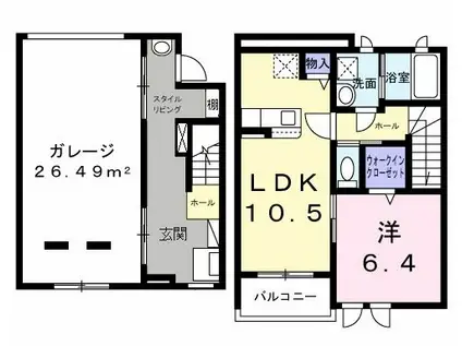 ベルシェールII(1LDK/1階)の間取り写真