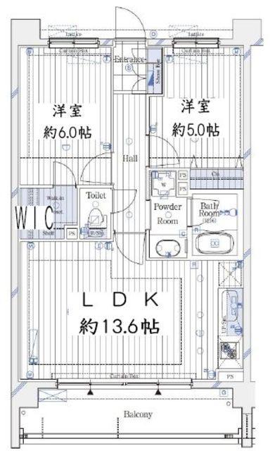 ガリシア新宿ウエスト(2LDK/1階)の間取り写真