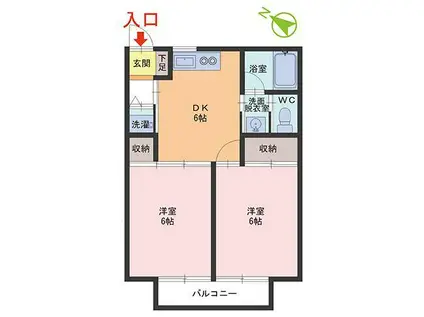 LELIEN(2DK/2階)の間取り写真