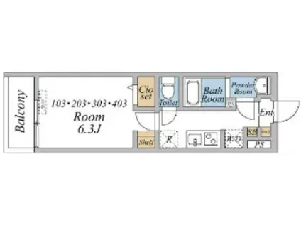 リブリ・保土ヶ谷区東川島町(1K/3階)の間取り写真