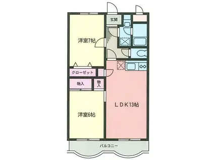 ウイングキャッスル(2LDK/2階)の間取り写真