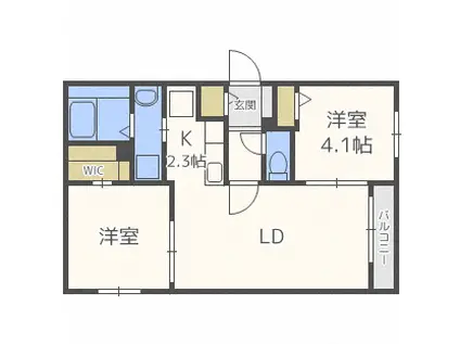  フラット北35条II (2LDK/3階)の間取り写真