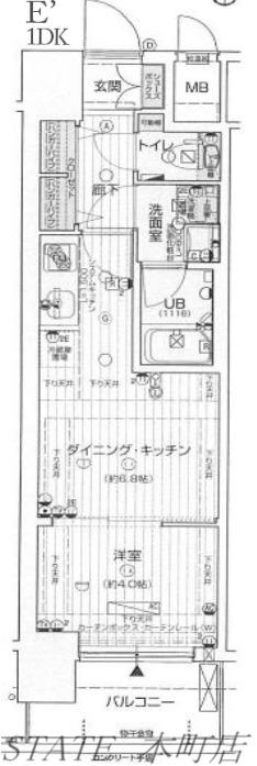 レオンコンフォート難波南(1DK/13階)の間取り写真