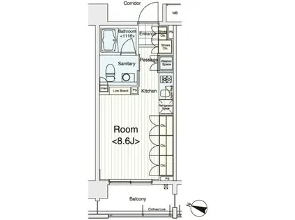イプセ多摩川緑地(ワンルーム/7階)の間取り写真