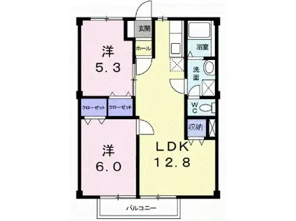 ニューシティ大島(2LDK/2階)の間取り写真