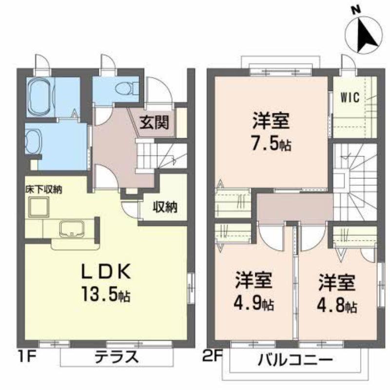 グリーンヒルズ西勝山(3LDK/1階)の間取り写真
