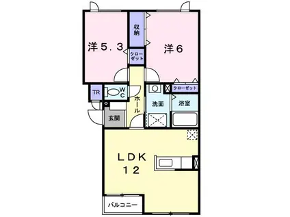 パークコート富丘(2LDK/1階)の間取り写真