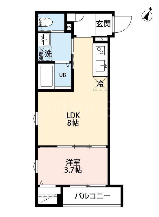 カーサ西鶴間(1LDK/1階)の間取り写真