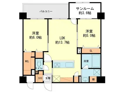 大和町4丁目ビル工事(2LDK/4階)の間取り写真