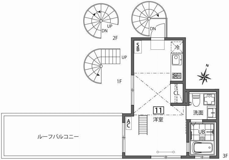 グランエッグス洗足池(ワンルーム/3階)の間取り写真