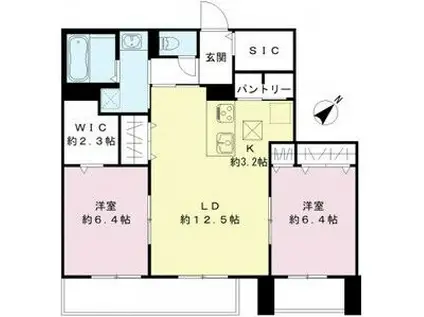 MANSON DE MARINE(2LDK/1階)の間取り写真