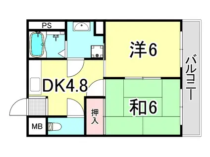 セシル富松(2DK/1階)の間取り写真