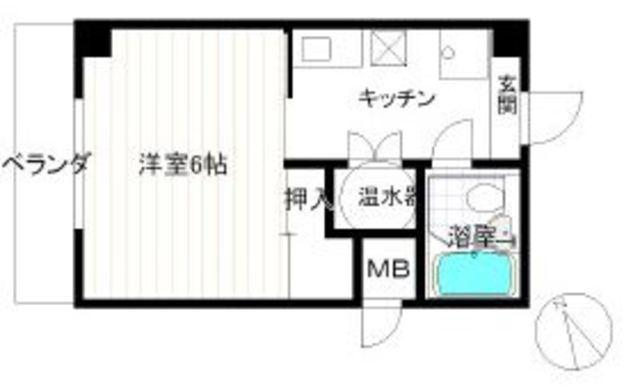 サンハイム・ツルミ(1K/3階)の間取り写真