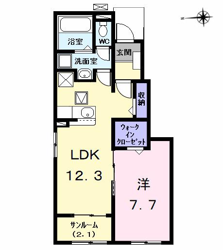ガーデン ハイツ ハトリI(1LDK/1階)の間取り写真