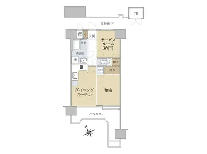 ライオンズマンション本町第二(1SDK/9階)の間取り写真