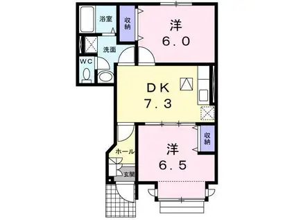 エクセレンテ北原(2DK/1階)の間取り写真