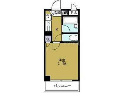 ウイングス弁天(1K/3階)の間取り写真