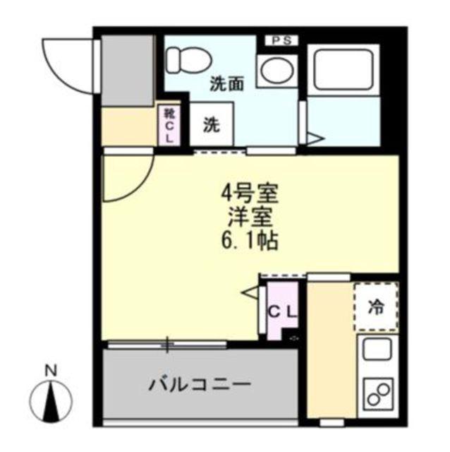 ベイルーム東本厚木(1K/2階)の間取り写真