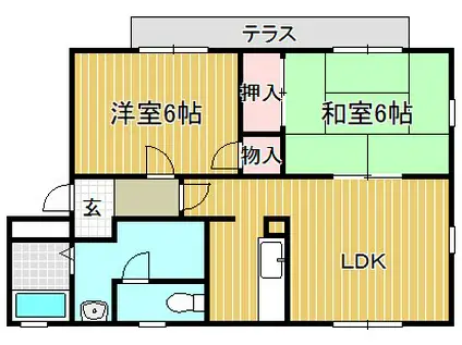 アークヒルズ(2DK/1階)の間取り写真