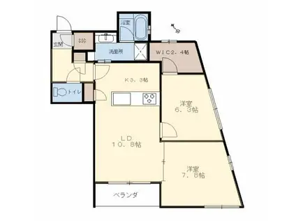 アンソレイエ(2LDK/2階)の間取り写真