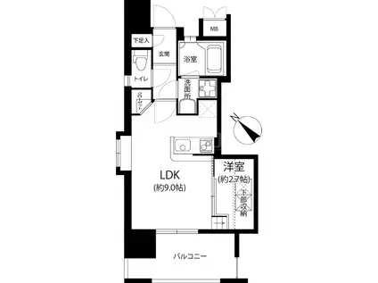 ビエラコート浄水通(1LDK/8階)の間取り写真