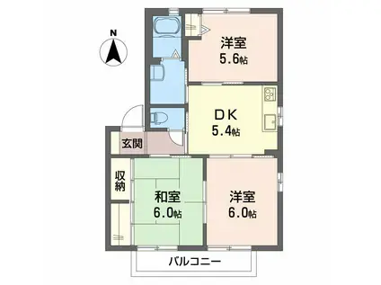 メゾンプラネ A棟(3K/2階)の間取り写真