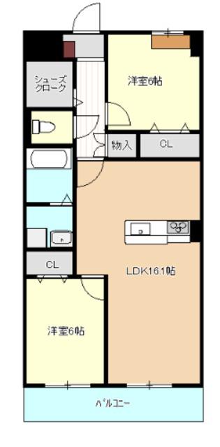 BLUE GRASS(2LDK/3階)の間取り写真