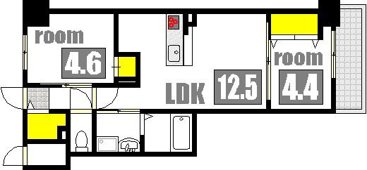S-RESIDENCE富士見町AGLITTER(1SLDK/2階)の間取り写真