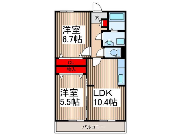 フレール与野本町六番館(2LDK/3階)の間取り写真
