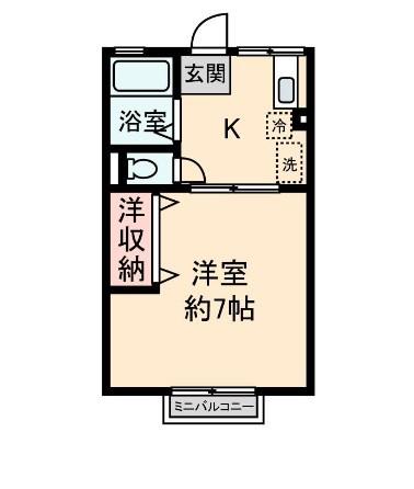 シティハイム LA NEIGE(1K/2階)の間取り写真