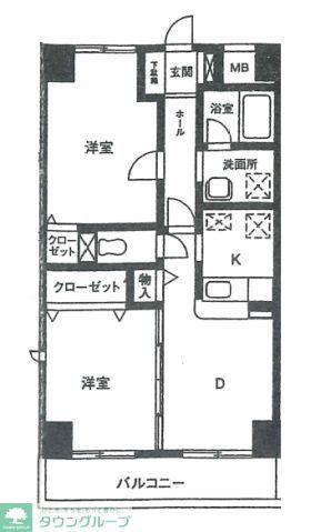 グレースコート妙典(2DK/6階)の間取り写真
