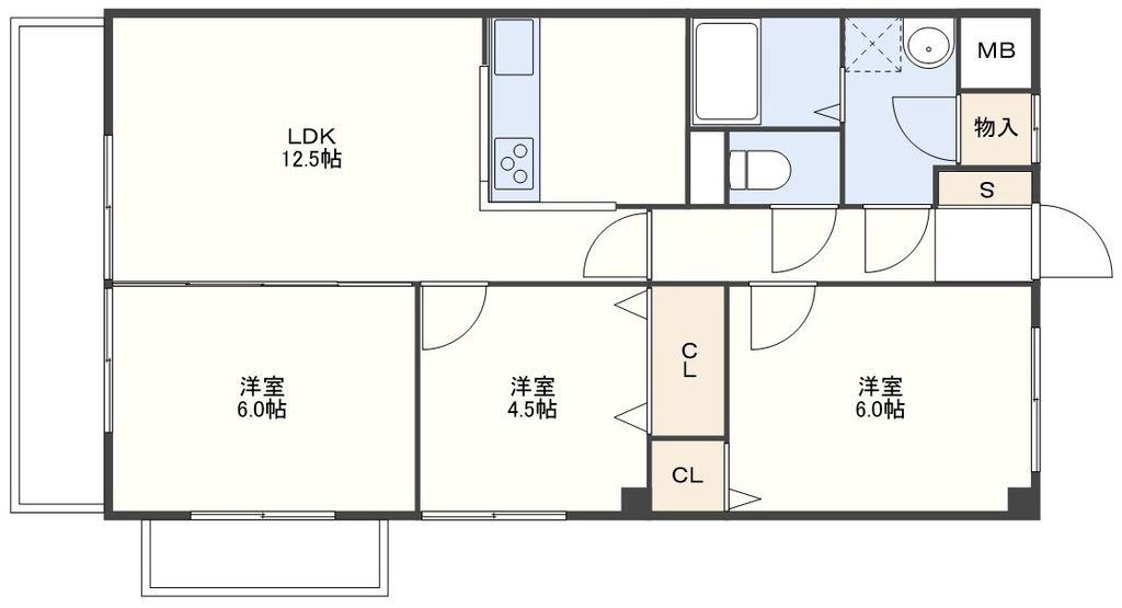 ラ・メゾン長与(3LDK/5階)の間取り写真