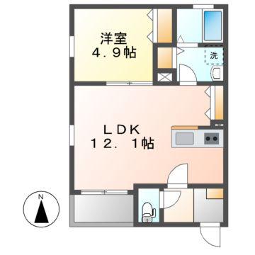 NAGOYA THE CASTLE S(1LDK/1階)の間取り写真