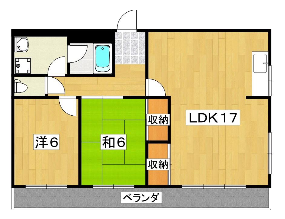 藤ロイヤルハイツ(2LDK/4階)の間取り写真