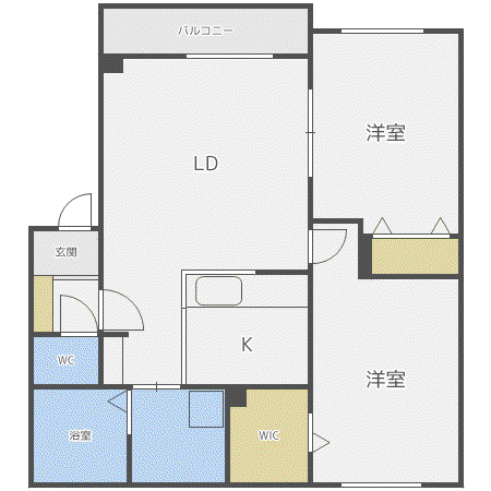 サンライズHTMII(2LDK/1階)の間取り写真