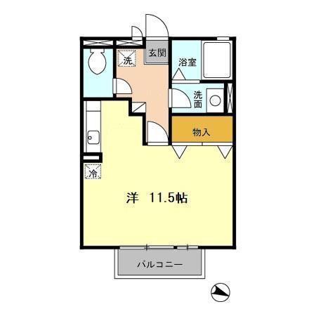 セジュールあおき(ワンルーム/1階)の間取り写真