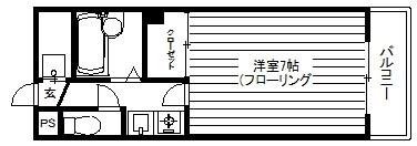 ハイブリッジ日野(1K/2階)の間取り写真