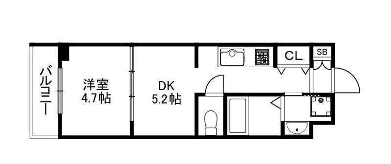 ファステート京都西KIWAMI(1DK/2階)の間取り写真