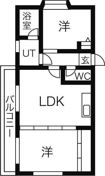 エルアモール(2LDK/2階)の間取り写真
